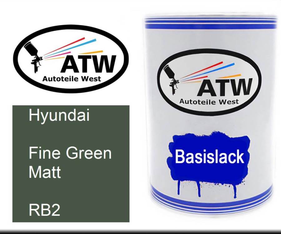 Hyundai, Fine Green Matt, RB2: 500ml Lackdose, von ATW Autoteile West.